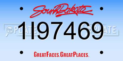 1I97469 South Dakota License Plate