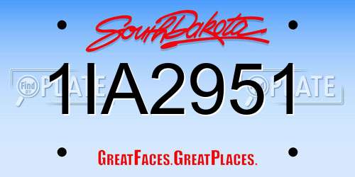 1IA2951 South Dakota License Plate