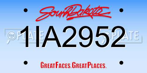 1IA2952 South Dakota License Plate