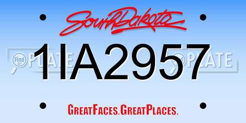 1IA2957 South Dakota License Plate