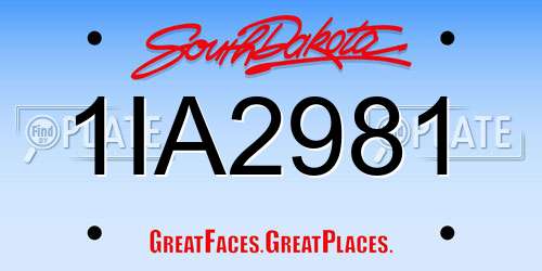 1IA2981 South Dakota License Plate
