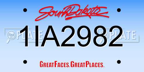 1IA2982 South Dakota License Plate