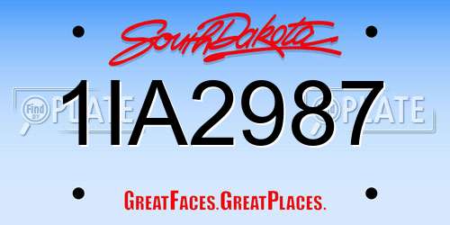 1IA2987 South Dakota License Plate