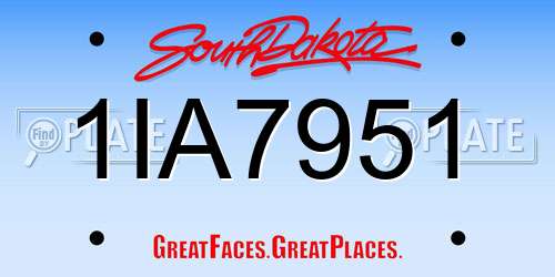 1IA7951 South Dakota License Plate