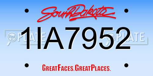 1IA7952 South Dakota License Plate