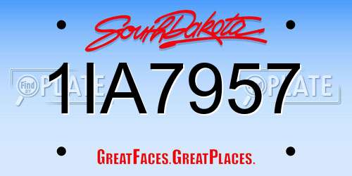 1IA7957 South Dakota License Plate