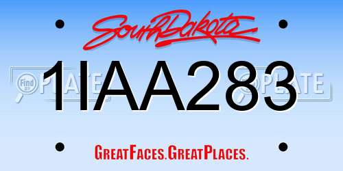 1IAA283 South Dakota License Plate