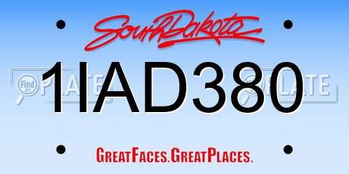 1IAD380 South Dakota License Plate