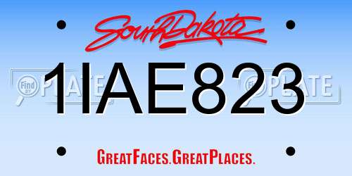 1IAE823 South Dakota License Plate