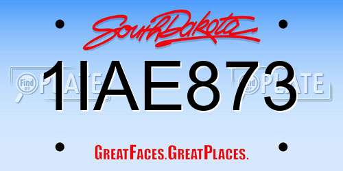 1IAE873 South Dakota License Plate