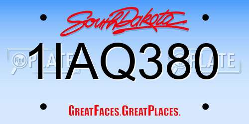 1IAQ380 South Dakota License Plate
