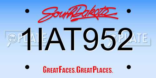 1IAT952 South Dakota License Plate