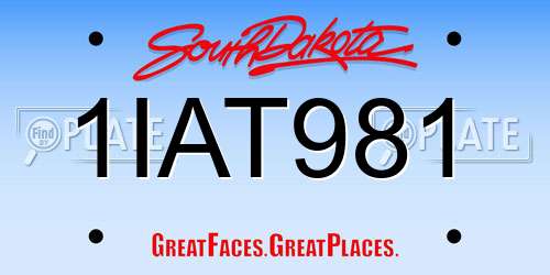 1IAT981 South Dakota License Plate