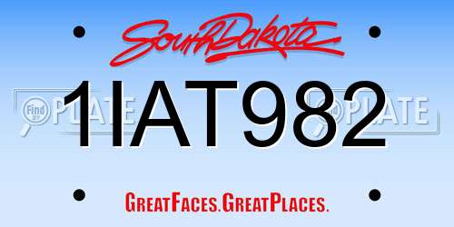 1IAT982 South Dakota License Plate