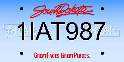 1IAT987 South Dakota License Plate