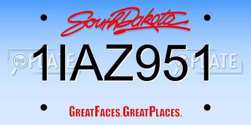 1IAZ951 South Dakota License Plate