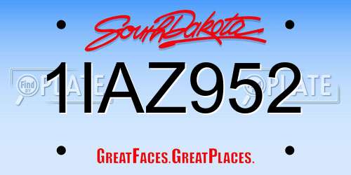 1IAZ952 South Dakota License Plate