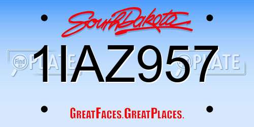 1IAZ957 South Dakota License Plate