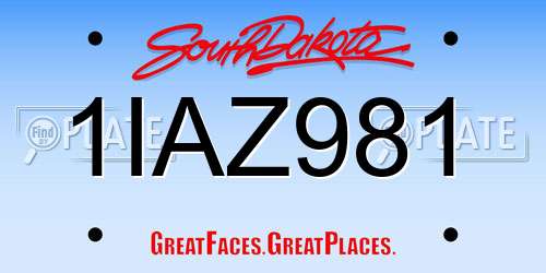 1IAZ981 South Dakota License Plate