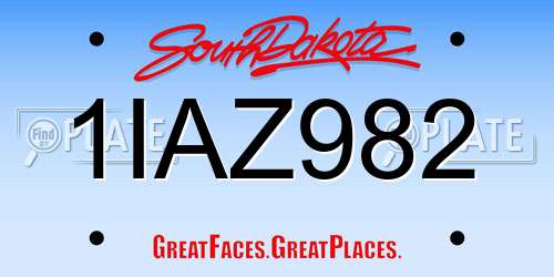 1IAZ982 South Dakota License Plate