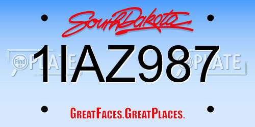 1IAZ987 South Dakota License Plate