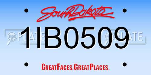 1IB0509 South Dakota License Plate