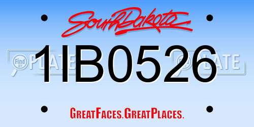1IB0526 South Dakota License Plate
