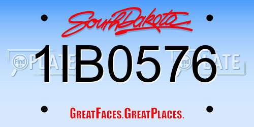 1IB0576 South Dakota License Plate