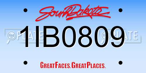 1IB0809 South Dakota License Plate