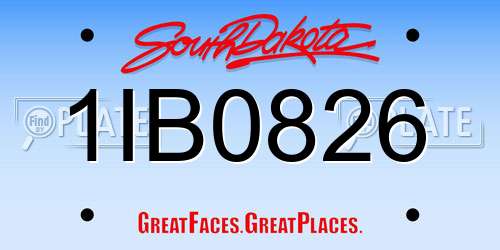 1IB0826 South Dakota License Plate