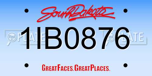 1IB0876 South Dakota License Plate