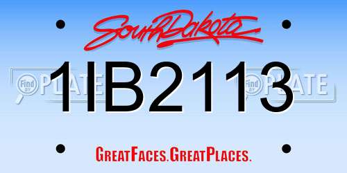 1IB2113 South Dakota License Plate