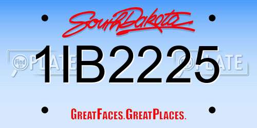 1IB2225 South Dakota License Plate