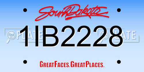 1IB2228 South Dakota License Plate