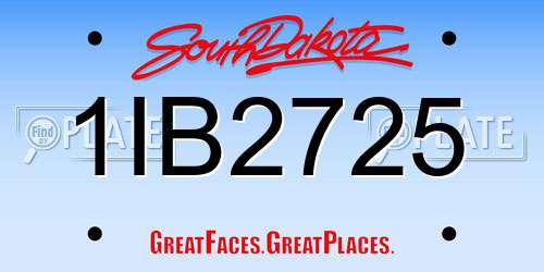 1IB2725 South Dakota License Plate