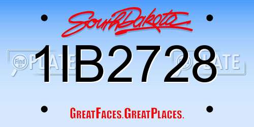 1IB2728 South Dakota License Plate