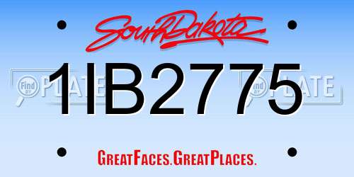 1IB2775 South Dakota License Plate