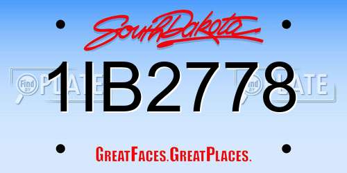1IB2778 South Dakota License Plate