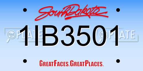 1IB3501 South Dakota License Plate