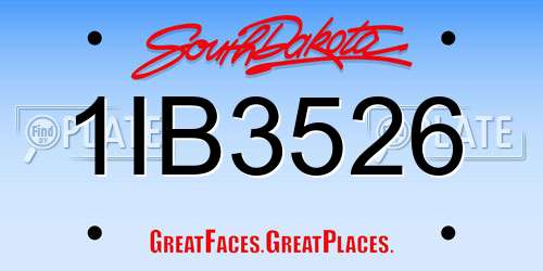 1IB3526 South Dakota License Plate
