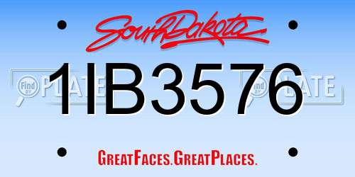 1IB3576 South Dakota License Plate