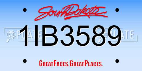 1IB3589 South Dakota License Plate