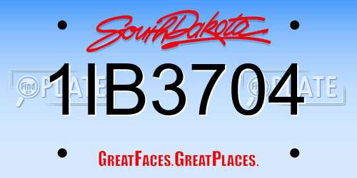 1IB3704 South Dakota License Plate