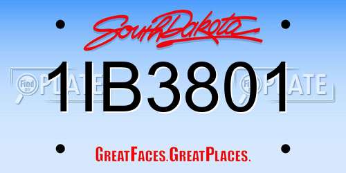 1IB3801 South Dakota License Plate