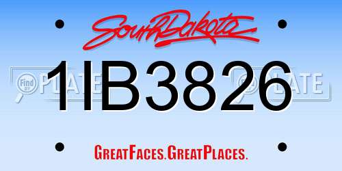 1IB3826 South Dakota License Plate