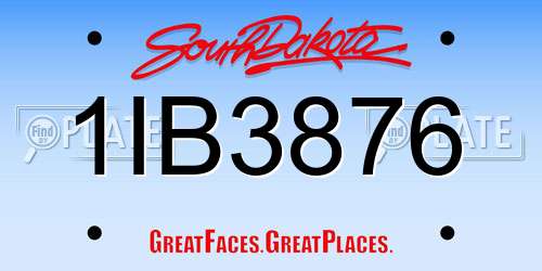 1IB3876 South Dakota License Plate
