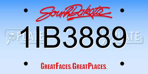 1IB3889 South Dakota License Plate