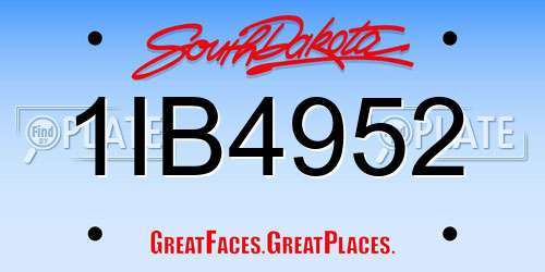 1IB4952 South Dakota License Plate