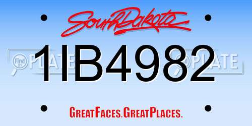 1IB4982 South Dakota License Plate