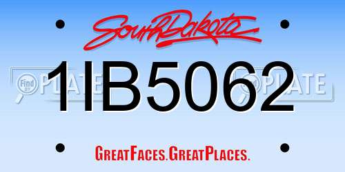 1IB5062 South Dakota License Plate